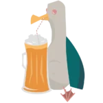 Goéland qui boit une bière