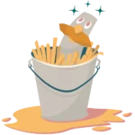 Goéland dans un pot de frites
